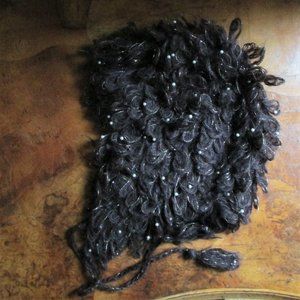 NWOT Shaggy Loop Knit Pearl Bead Wool Blend Trapper Hat